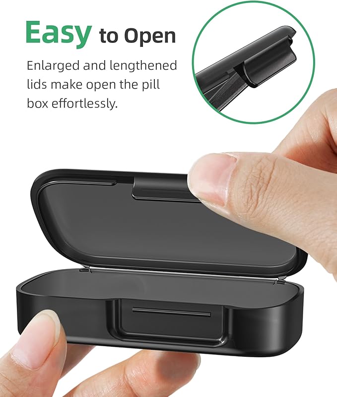PULIV Weekly Pill Organizer with Large Capacity, Dual Protection Pill Box 7 Day, Arthritis Friendly Pill Case Easy to Open, Medicine Organizer for Vitamins, Medications, Fish Oils, Supplements (Black)