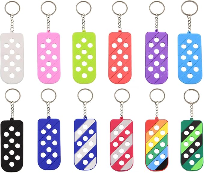 12 Pcs Shoe Charm Keychain Holder Organizer 12 Colors | PVC Material, Luggage Tag Hole, Keyring Storage