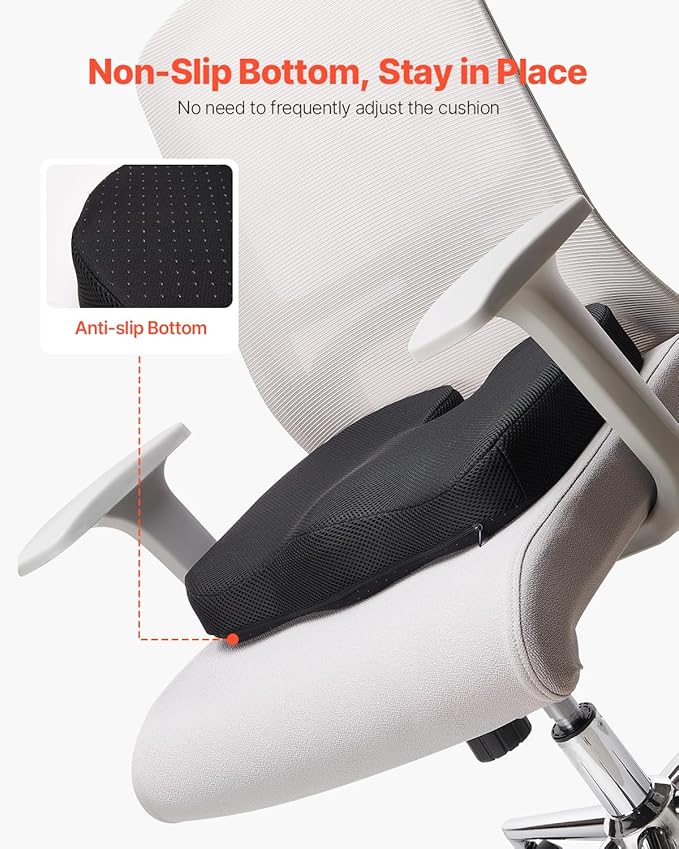 VEVOR Seat Cushion, Cooling Gel + Memory Foam Seat Cushion, Pressure-Relief Wheelchair Seat Pad with U-Shaped Cutout & Removable Cover, Lightweight and Portable for Travel, Car, Office, Airplane