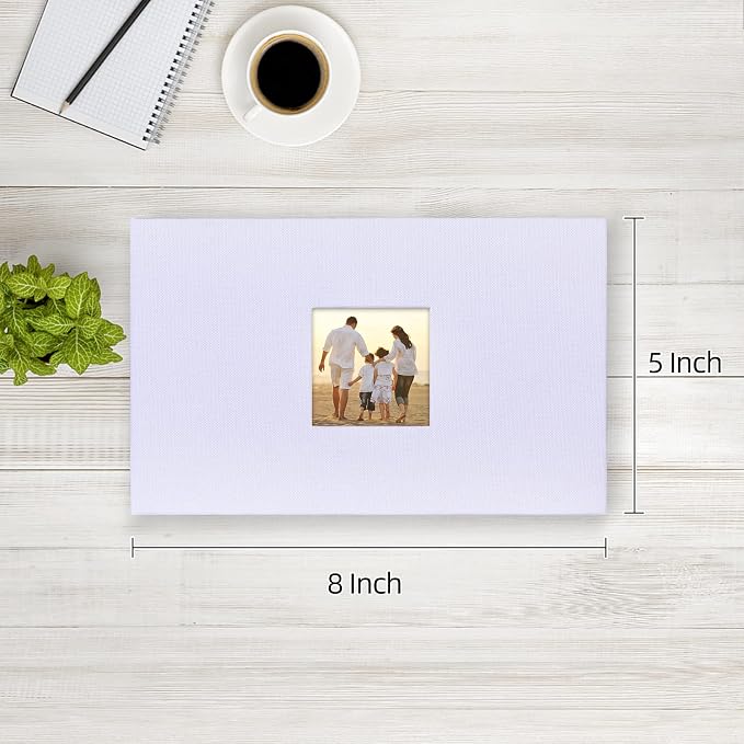 potricher Small Photo Album 4x6 100 Photos Linen Cover Picture Photo Book for Family Wedding Anniversary Baby Vacation (White,100 Pockets)
