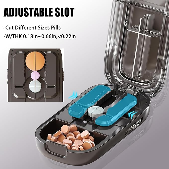 E Chu Pill Cutter Splitter for Small and Tiny Pills - Adjustable Pill Splitter with Centering Device for Cutting Multiple Pills, Accurate Alignment and Easy to Use