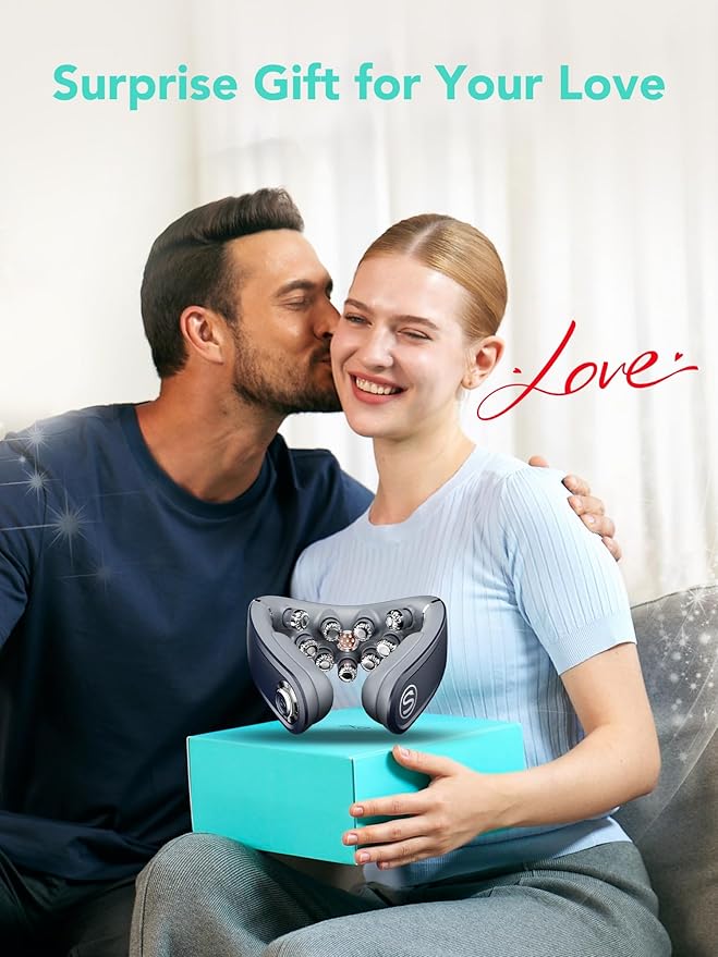 SKG Foldable Neck Massager for Pain Relief Deep Tissue Vibration Cordless Travel Massager,Portable 3D Neck Massager for Office Home Car Gifts for Men Women Dad Mom Grandpa