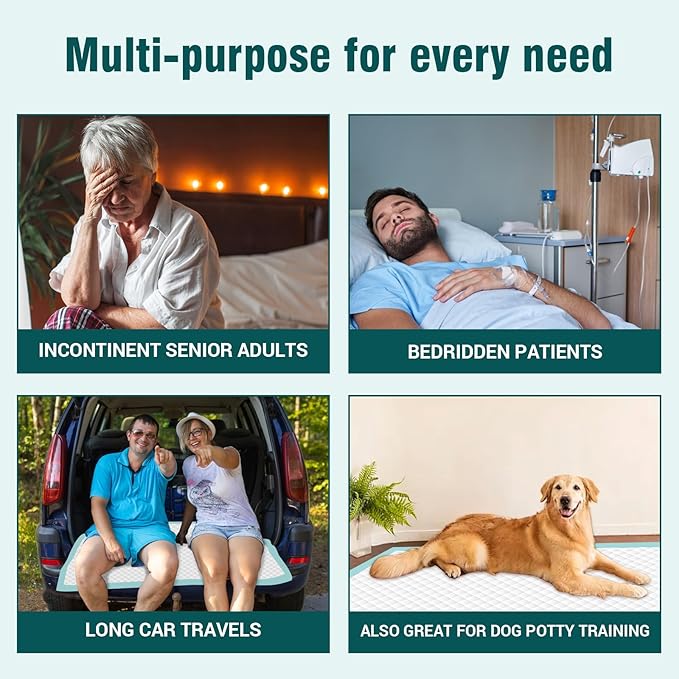 Tear-Resistant Disposable Bed Pads 48" x 36" 20 Count Underpads Extra Large Incontinence Bed Pads Heavy Duty Absorbency Chux Pads Pee Pads for Adult Elderly Puppy Pads for Training