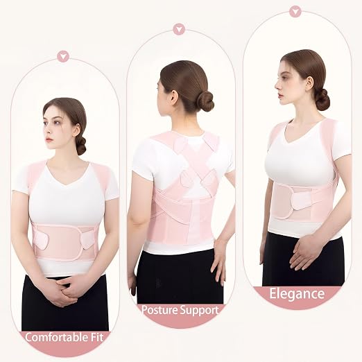Back Brace Posture Corrector for Women and Men Upgraded Dynamic Traction Correction System Adjustable Shoulder Support Straightener Helps Reduce Upper Lower Back Pain Suitable for Hump Scoliosis Pink X-Large