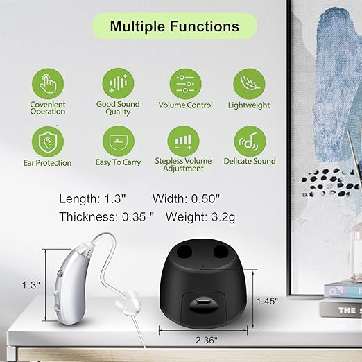 Banglijian Rechargeable Hearing Aids for Seniors - Intelligent DSP Noise Cancellation, Behind-the-Ear (BTE) Design, Easy-to-Use, Comfortable Fit, 20H Battery Life, Magnetic Charging (Silver)