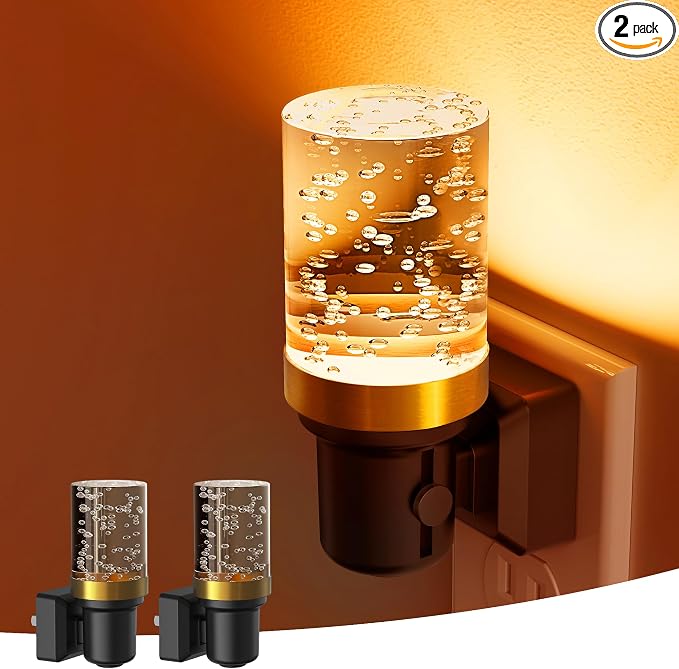 L LOHAS LED Night Light, Dimmable Night Lights Plug into Wall | 2 Pack Automatic Night Lights, Auto Light Sensor, Adjustable Brightness 1800K Amber LED Night Light, for Bedroom Hallway Home