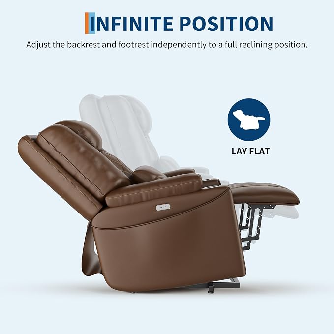 Recliner Chair, Electric Power Lift Chair with Remote, Stand Assist for Elderly, 3 Adjustable Positions, USB Charging Ports, Cup Holders, Side Storage Pockets, Comfortable Sofa for Living Room, Brown