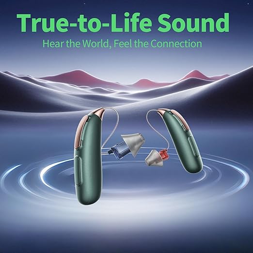 RIC PRO Rechargeable Hearing Aids for Seniors, Clear Sound with AI Noise Reduction, Bluetooth Connectivity, Comfortable RIC Design, All‑Day Battery