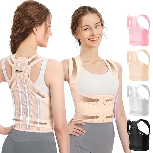 Fit Geno Back Brace Posture Corrector for Women and Men, Shoulder Straightener, Adjustable Full Back Support, Upper and Lower Back Pain Relief - Scoliosis, Hunchback, Spine Corrector (XL, Plus Size)