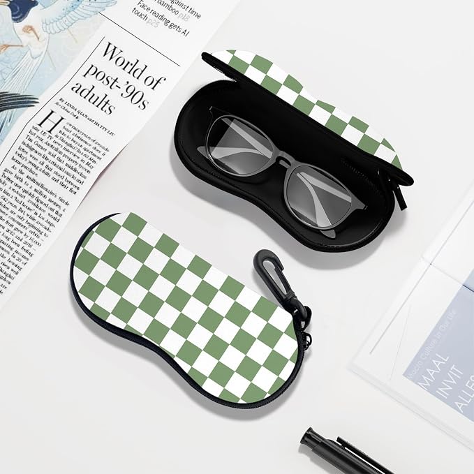 Sunglasses Soft Case, Ultra Light Portable Neoprene Zipper Glasses Case for Men Women