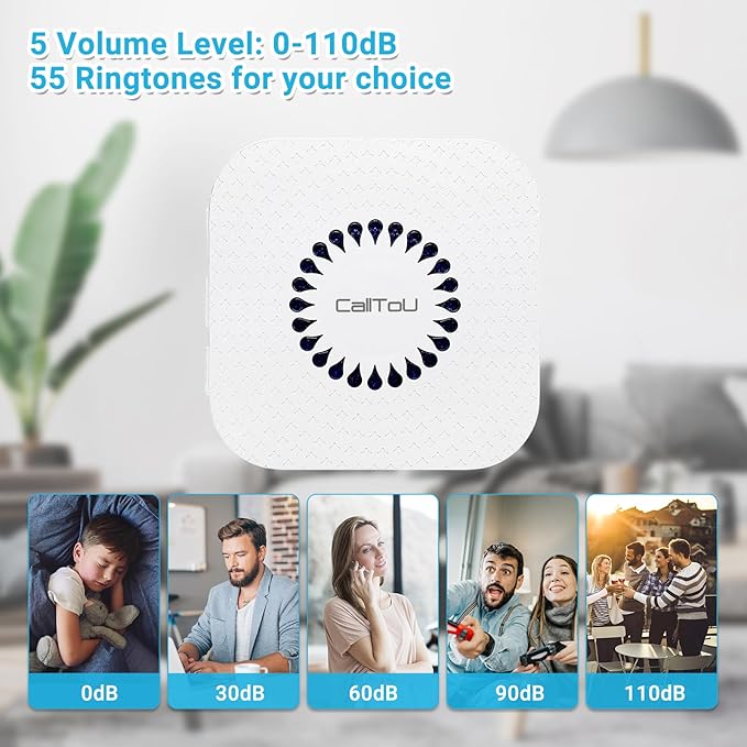 CallToU Caregiver Pager Wireless Call Button Vibration Pager Nurse Calling Alert System for Home Elderly Disabled Patient 1 Transmitters 1 Plug-in Receiver