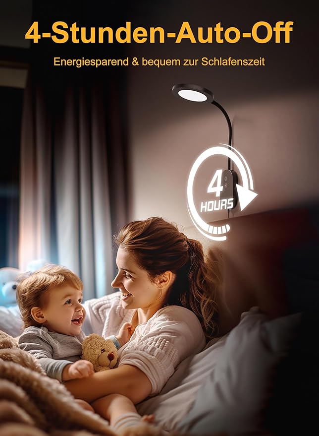 Wall Mounted Reading Light, Book Light for Wall Bed Lamp with 10W USB Output Fast, 4 Hour Auto Off，Eye Caring Reading Lamps with CRI 95 Infinite Dimmable 360° Gooseneck Headboard Light Black