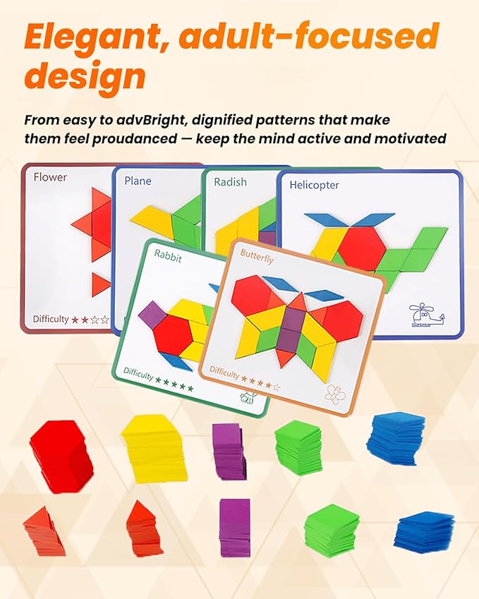 Dementia Activities for Seniors, Wooden Puzzle Matching Game for Elderly Adults, Memory Games for Seniors with Dementia, Alzheimers Products, Colorful Visual Cognitive Therapy Gift