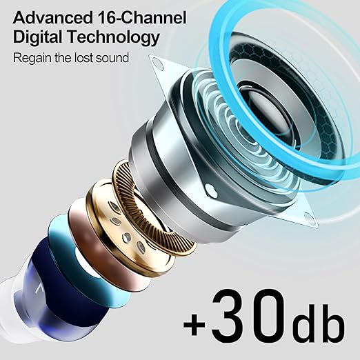 Rechargeable True Hearing Aids for Seniors Not Amplifiers Hearing Loss with Noise Cancellation 16 Channel Digital & Invisible Design with Charging Box