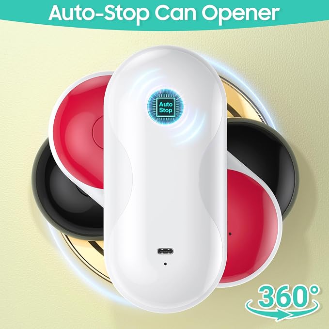 Electric Can Opener, Auto-Stop, USB-C Rechargeable, Side-Cut Smooth Edge, Hands Free Automatic Can Opener for Seniors & Arthritis Patients (White)