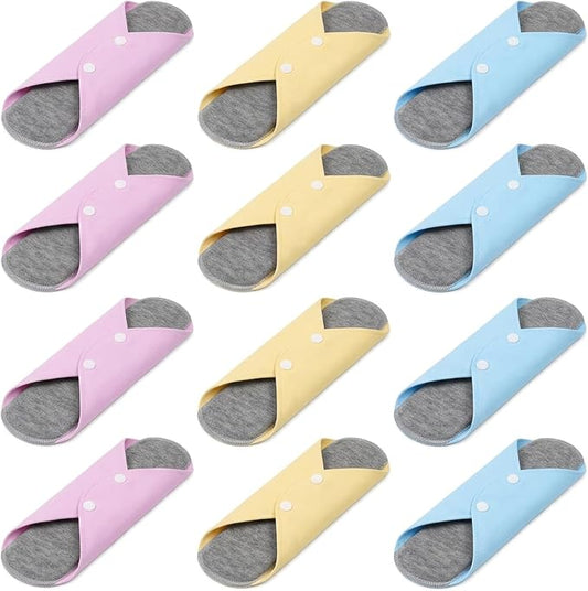 12 PCS Reusable Incontinence Pads for Women, Washable Incontinence Pads for Daily Protection, Reusable Menstrual Pads for Overnight Leak Protection, Washable Pads with Mobility Support (Random Color)