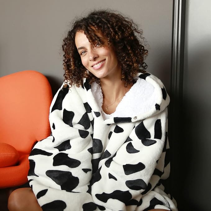 Catalonia Oversized Blanket Hoodie Sweatshirt, Wearable Sherpa Lounging Pullover for Adults Women Men