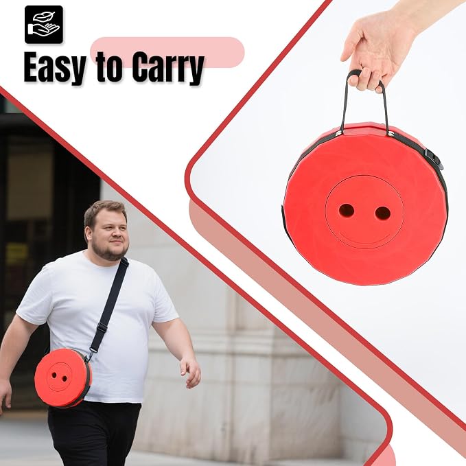 Doseno Collapsible Stool 2 Pack, Portable Retractable Camping Seat, Red | Thickened PP design spans 2.4-17.5 in with 12 height positions and carry straps for fishing, hiking, BBQ, travel and events.