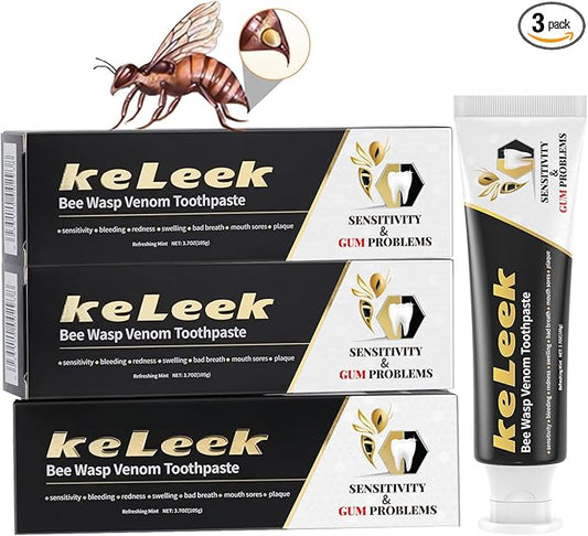 3PCS Bee Wasp Venom Toothpaste for Bleeding Gums,Gingivitis Treatment Repair,Sensitive Teeth,Mouth Sores,Plaque -150 MIN Breath Fresheners - 3.7 OZ(3 Pack)