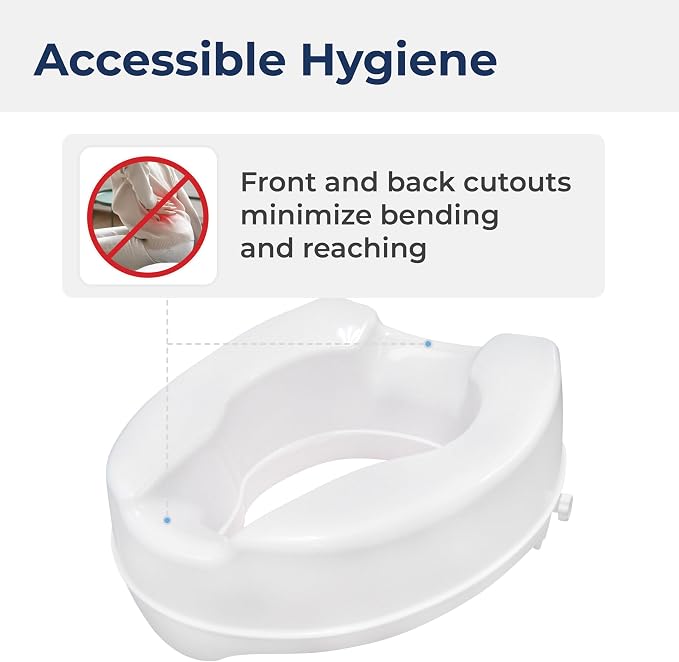 Drive Medical Raised Toilet Seat with Lock, Standard Seat, 4 Inch | Raised Toilet Seat with Lock Adds 4 Inches of Height and Stability to Any Standard Toilet Bowl at Home