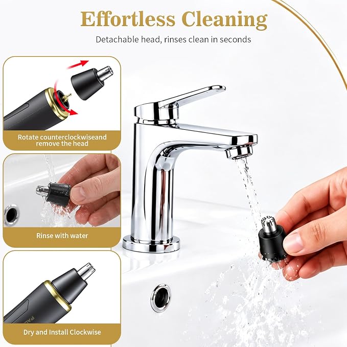 Nose Hair Trimmer for Men, Ear and Nose Trimmer for Men, USB-C Rechargeable, 6500 RPM Painless, 40 Days Use, Nose Hair Trimmer for Women, Dual-Edge Blades, Low Noise, Gift for Men & Women