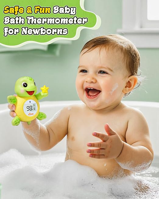 Baby Bath Thermometer, Digital Water Temperature Monitor for Newborns & Toddlers, Accurate Temperature Readings, BPA-Free, °F/°C, Floating Turtle Toy with Bath Water Safety
