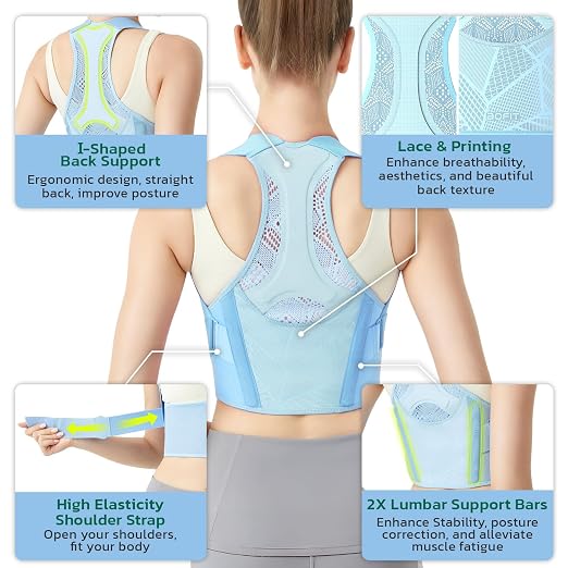 Posture Corrector for Women, for Rounded Shoulders and Hunchback L | Lightweight and Breathable Back Brace for Pain Relief, Compact & Portable with Fashionable Design, Invisible Under Clothes