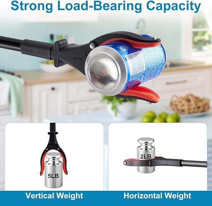 Grabber Reacher Tool with LED Light 32" Foldable Gripper 2 Pack Heavy Duty Pickup Stick for Seniors Trash Picker Upper Surgery Recovery Must Haves Gifts