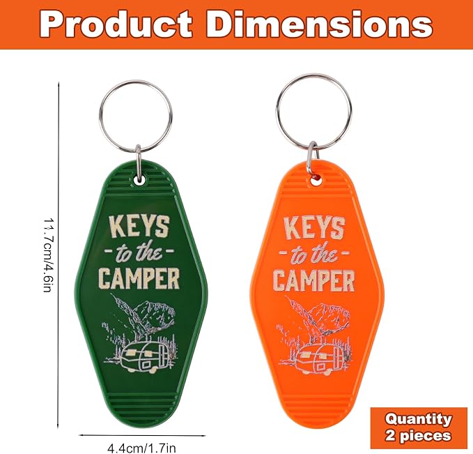 Mikovivi 2pcs Camping Keychain, Plastic Camper Keychain Holder RV Accessories for Men & Women, Thoughtful Gifts