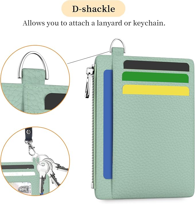Hancynir Minimalist Small Wallet Women Credit Card Holder, RFID Slim | Zipper Pocket Wallet, Thin Travel Coin Purse, Ladies Women Gifts, Cute Card Case, 6 Card Slots, ID Window, PU Leather
