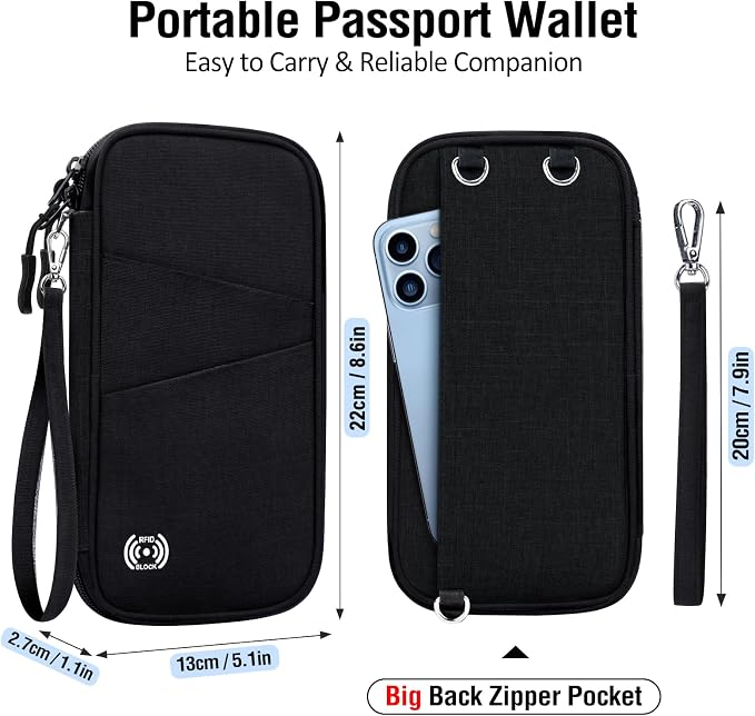 BKNOOU Passport Holder Family Rfid Blocking Travel Document Organizer,Travel Passport Wallet Waterproof Multiple Passport Holder for Traveling,Passport Organizer for Men Women