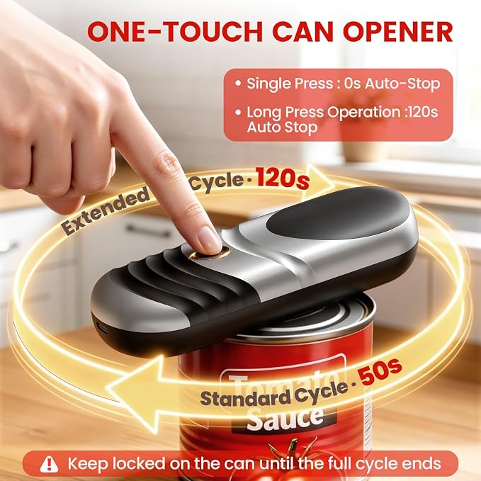 Can Opener Electric One Touch Automatic Electric Can Opener | One touch operation, built-in magnetic lid catcher. Food safe, friendly for arthritis hands, practical home kitchen tool