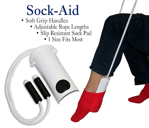 RMS 4-Piece Hip Kit with 26” Reacher, Sock Aid, Bath Sponge & Shoe Horn – Long-Term Orthopedic Daily Living Aids for Chronic Hip, Knee & Mobility Limitations