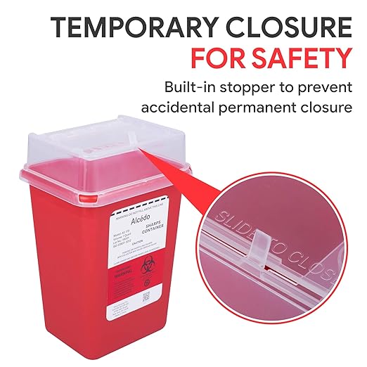 Sharps Container for Home Use and Professional 1 Quart (3-Pack) by Alcedo | Biohazard Needle and Syringe Disposal | Small Portable Container for Travel