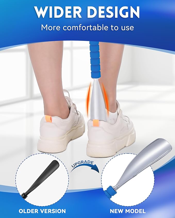 36.5 Inch Metal Extra Long Handled Shoe Horn - Adjustable Dressing Stick Aid for Seniors, Disabled - Ideal for Hip, Back, Shoulder Surgery Recovery – Helps with Getting Dressed, Button, Sock Remover