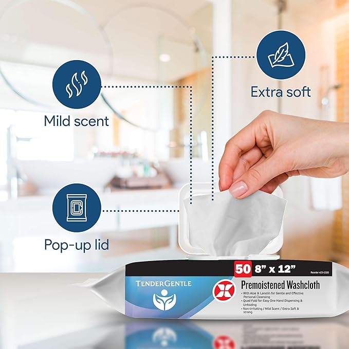 Non Flushable Wet Wipes for Adults - Case of 600 Body Wipes with Aloe and Lanolin - Good for Incontinence and Personal Cleaning