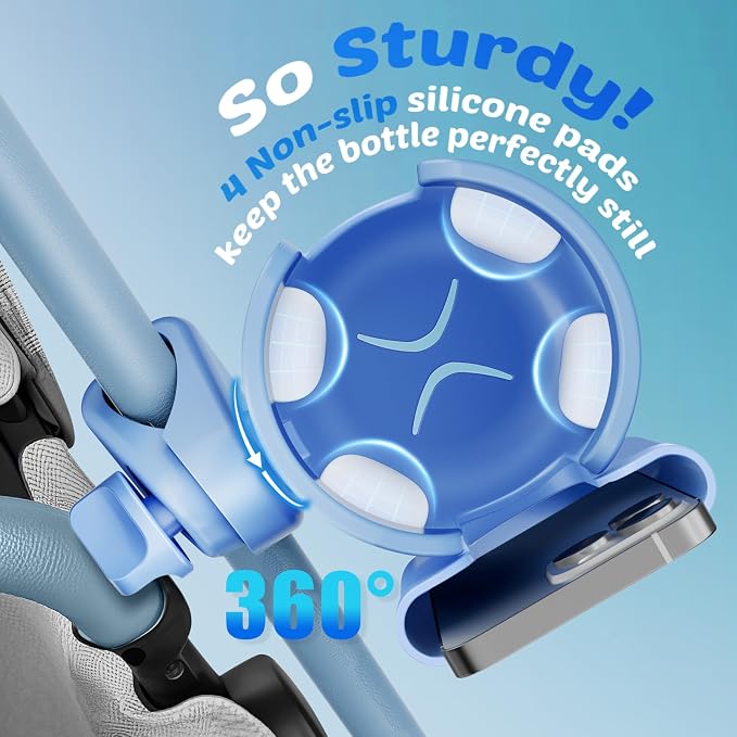 Stroller Cup Holder with Phone Holder, Accessories for Walker Wheelchair | Universal Cup Holder for Bike/Rollator/Scooter Accessories, Fit Uppababy, Nuna, Doona Stroller, Baby Registry Search