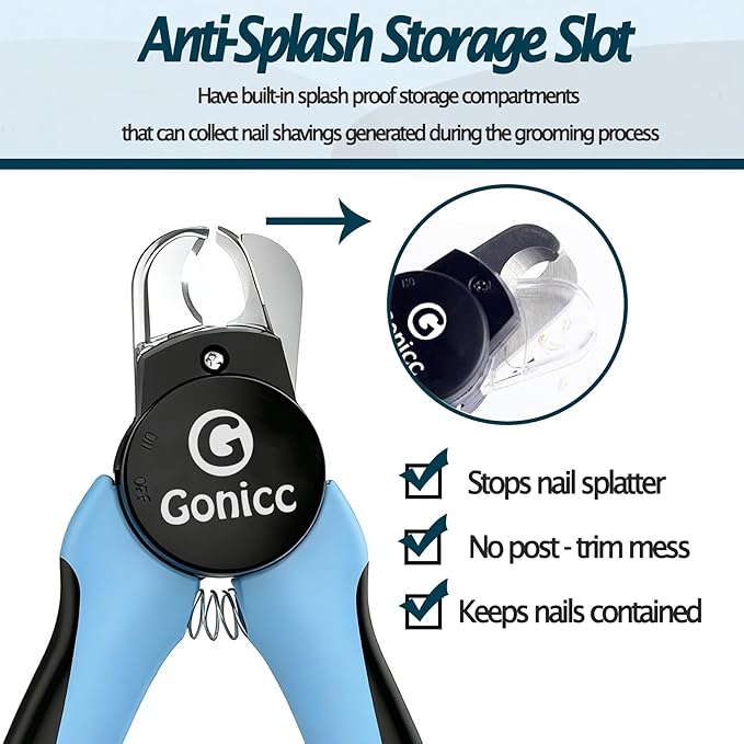 gonicc LED Pet Nail Clippers for Dogs & Cats | Light-Up Dog Nail Trimmer with Safety Lock & Built‑in File, Professional Stainless Steel Nail Clippers for Pets