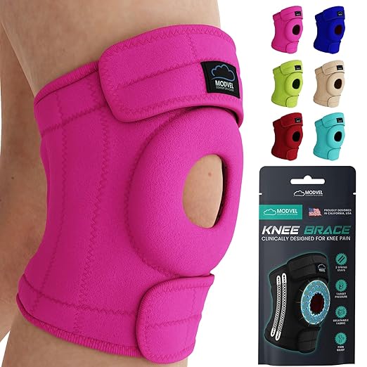 MODVEL Knee Brace with Side Stabilizers | FSA or HSA eligible | Patella Gel Pads Knee Support Braces for Knee Pain, Meniscus Tear,ACL,MCL,Arthritis, Joint Pain Relief,Injury Recovery. (XXL Pink)