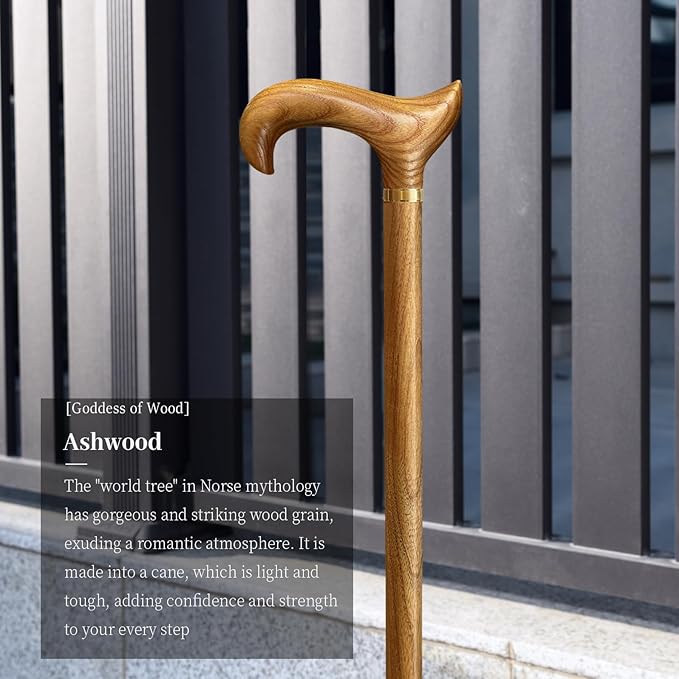 Wooden Walking Cane for Men and Women -Natural Solid Wood, 3 Rubber Tips, Heavy Duty, with Travel Bag- Wooden Walking Stick, Ergonomic Canes for Seniors Unisex Walking Canes