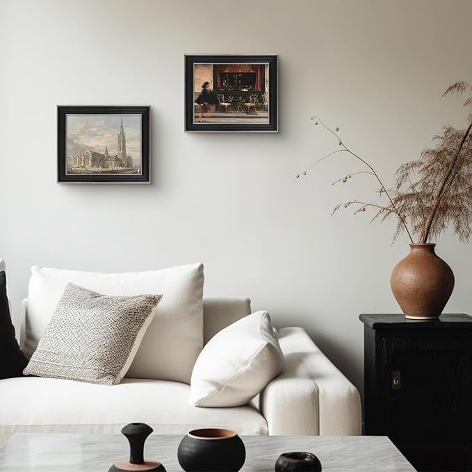 Golden State Art, 8x10 Antique Black with Silver Trim Color Frame - Easel Stand, Sawtooth Hanger - Landscape, Portrait Display - Great for Postcards, Photographs
