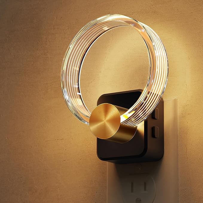 L LOHAS LED Night Lights Plug into Wall, Plug in Night Light with Light Sensor, 3000K Soft White, 0-100LM Brightness Adjustable, Acrylic Nightlight for Bathroom Bedroom Hallway