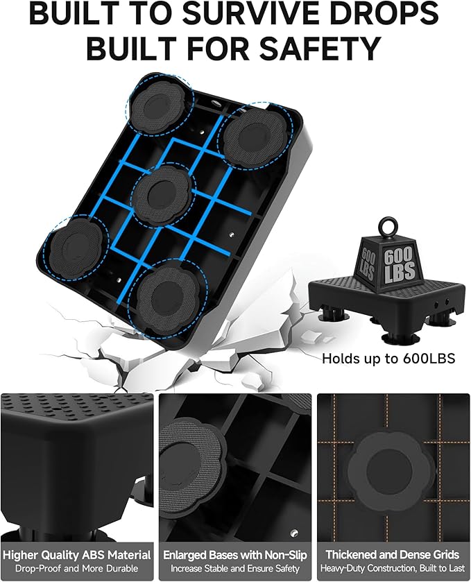 Adjustable Step Stool for Adults, Bed Step Stools, 600 LBS Capacity Safety Wide Step Platform, Indoor and Outdoor Steps for Seniors, Non-Slip Stepping Stool Elderly Assistance, Black