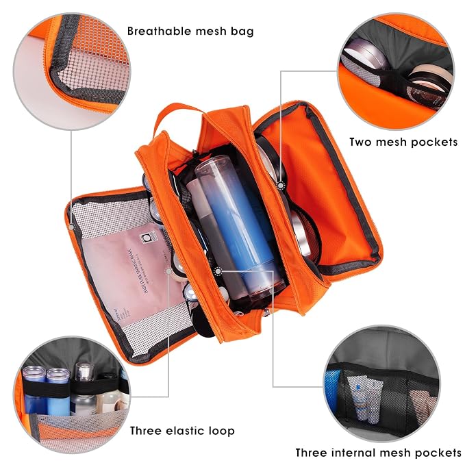 WANDF Travel Toiletry Bag for Men, Small Dopp Kit for Toiletries | Water-Resistant Fabric, Travel Bag for Toiletries, Compact Storage, Shaving Accessories, Weekend Trips