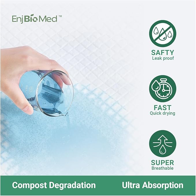 Eco-Friendly Extra Large Ultra Absorbent Bed Pads Disposable Adult 105g (30" X 36" Pack of 25), with Adhesive Strips , Leakproof Incontinence Pee Pads for Adults