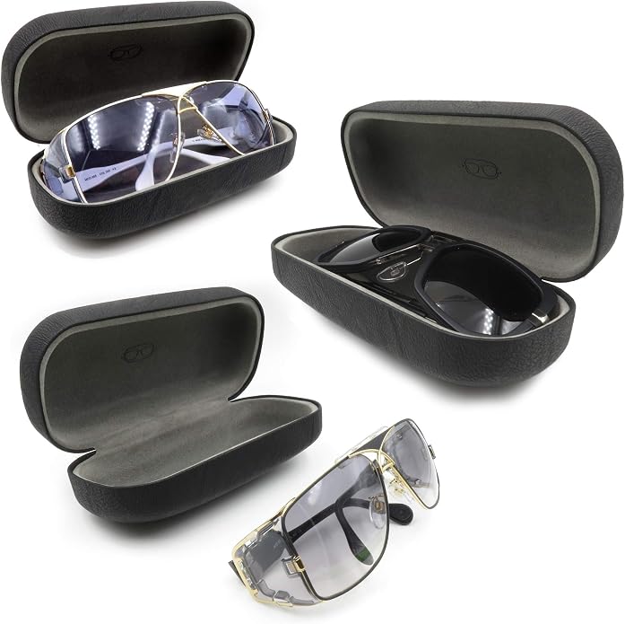MyEyeglassCase - Large Sunglasses Case - Glasses Holder with Pouch & Cloth - Eyeglass Hard shell Medium - Extra Large frames