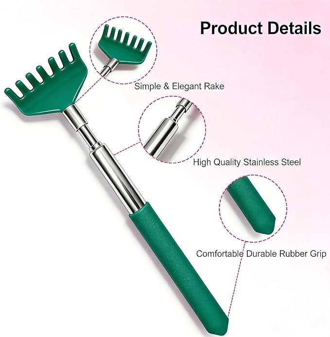 2 Pack Back scratchers Set,Stainless Steel Back Scratcher Extendable | for Back,Neck,Shoulders,Beautiful Present Packaging Gifts for Thanksgiving,Christmas (Green)