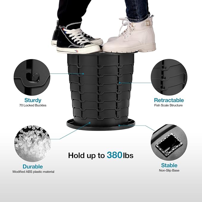 Upgrade Retractable Portable Toilet Travel Toilet Adjustable Height Camping Toilet Portable Potty for Adults Kids, Foldable Portable Toilet for Camping/Car