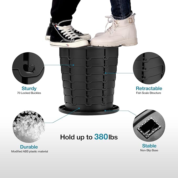 Upgrade Retractable Portable Toilet Travel Toilet Adjustable Height Camping Toilet Portable Potty for Adults Kids, Foldable Portable Toilet for Camping/Car