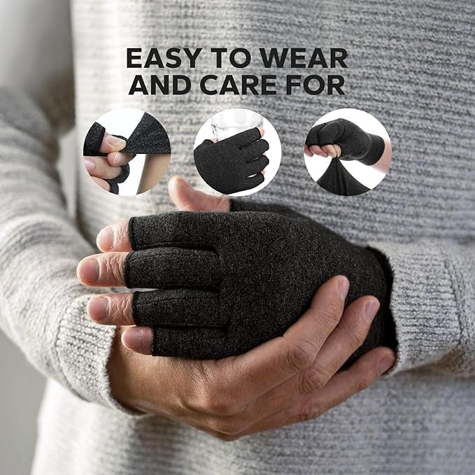 Fingerless Compression Gloves (1 Pair), Cotton Arthritis Gloves Women Men, Arthritis Pain Relief Gloves, Hand Compression Gloves Arthritis for Carpal Tunnel, Rheumatoid, Tendonitis
